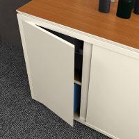 Buffet Aparador Com 4 Portas Para Escritório 180cm Tundra - Off White E Freijó - 3