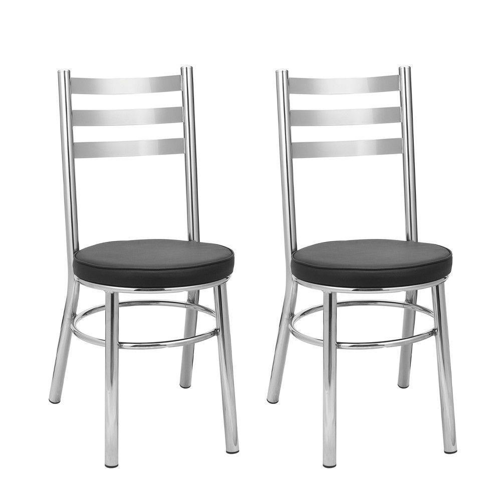 Kit 2 Cadeiras Cromadas Cc80 Debrum Treparoni Preto - 1