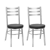 Kit 2 Cadeiras Cromadas Cc80 Debrum Treparoni Preto - 1