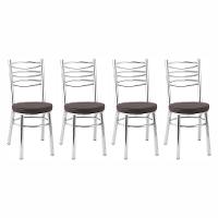 Kit 4 Cadeiras Cc34 Cromadas Debrum Treparoni Marrom - 1