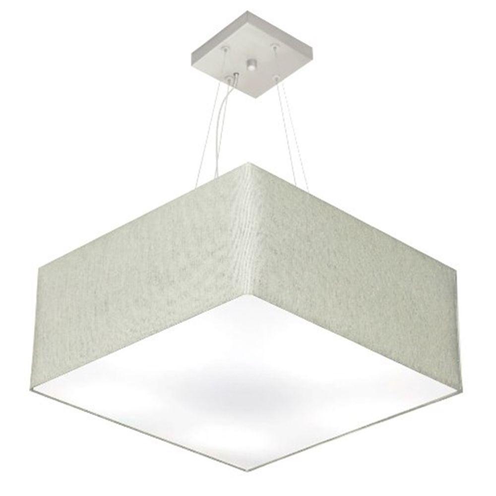 Lustre Pendente Quadrado Md-4006 Cúpula Em Tecido 21/50x50cm Rustico Cinza - Bivolt - 1
