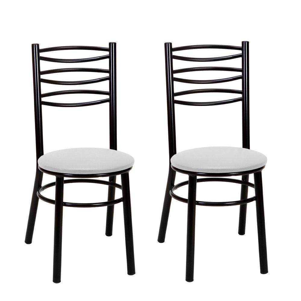 Kit 2 Cadeiras Cp33 Pintadas Pretas Treparoni Preto Com Branco - 1