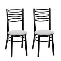 Kit 2 Cadeiras Cp33 Pintadas Pretas Treparoni Preto Com Branco - 1