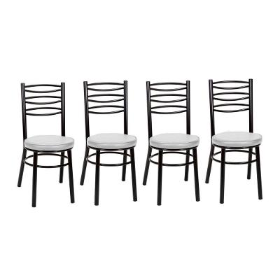 Kit 4 Cadeiras Cp34 Pintadas Pretas Debrum Treparoni Preto Com Branco