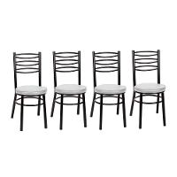 Kit 4 Cadeiras Cp34 Pintadas Pretas Debrum Treparoni Preto Com Branco - 1