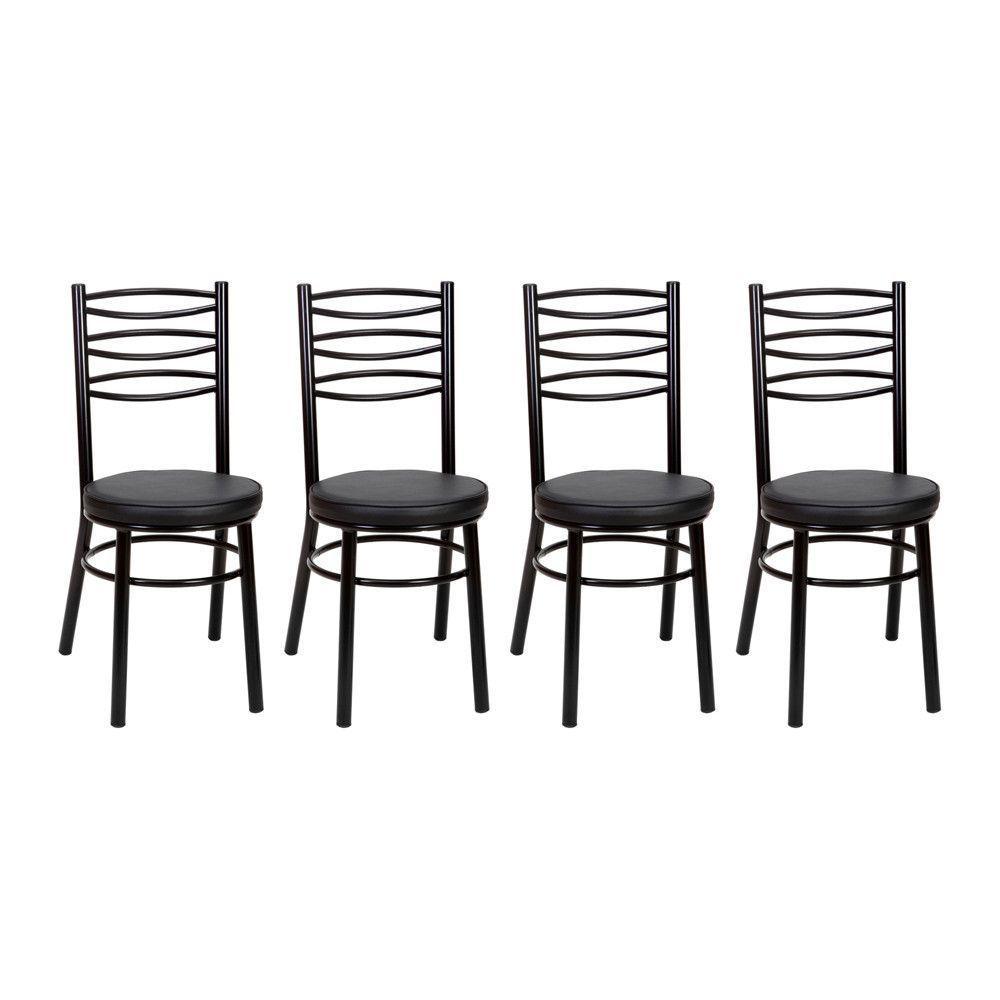 Kit 4 Cadeiras Cp34 Pintadas Pretas Debrum Treparoni Preto - 1