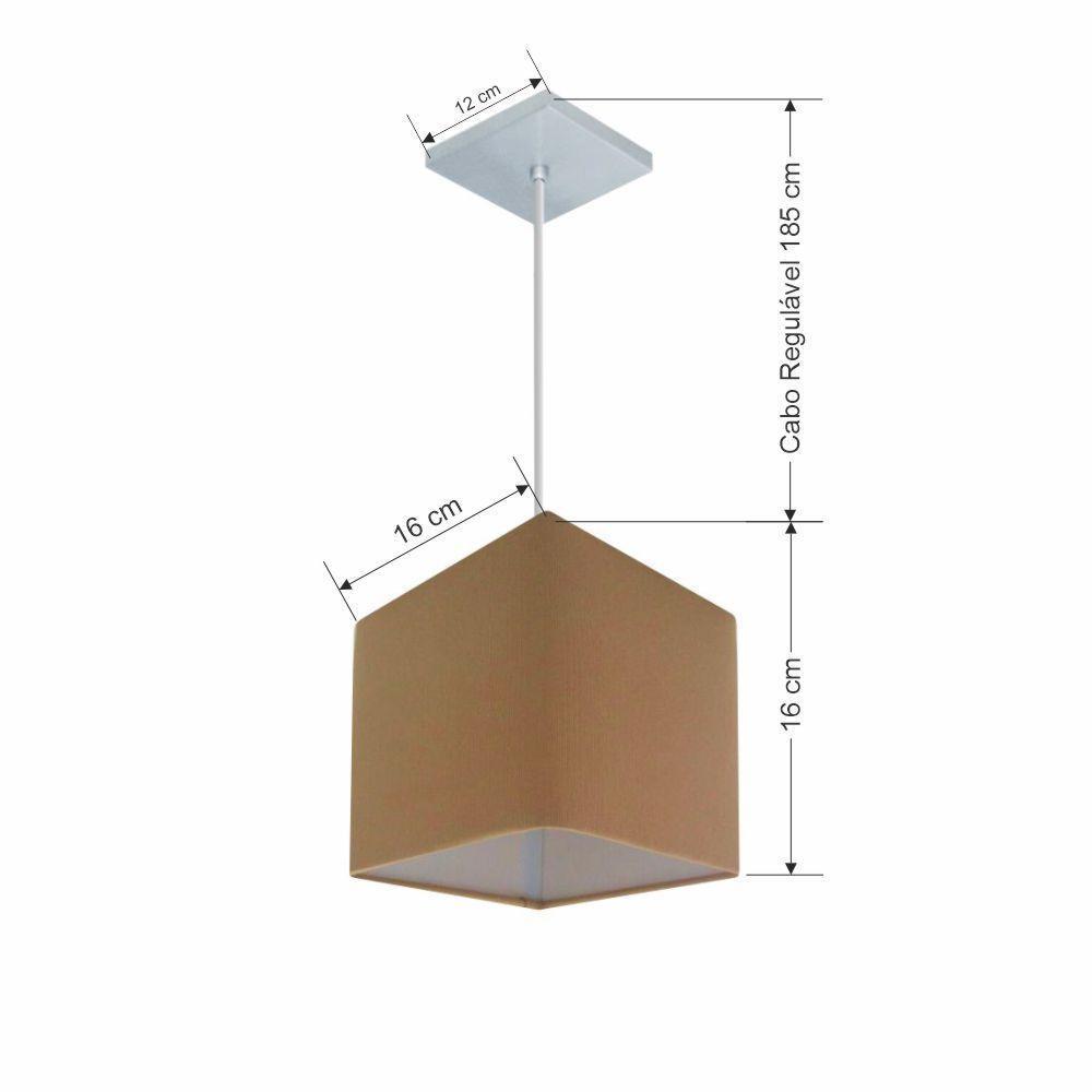 Lustre Pendente Quadrado Md-4224 Cúpula Em Tecido 16/16x16cm Palha - Bivolt - 3
