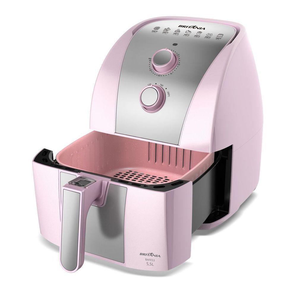 Air Fryer Rosa Britânia 5,5L Sem Óleo 1500W BAFE53 220V - 2