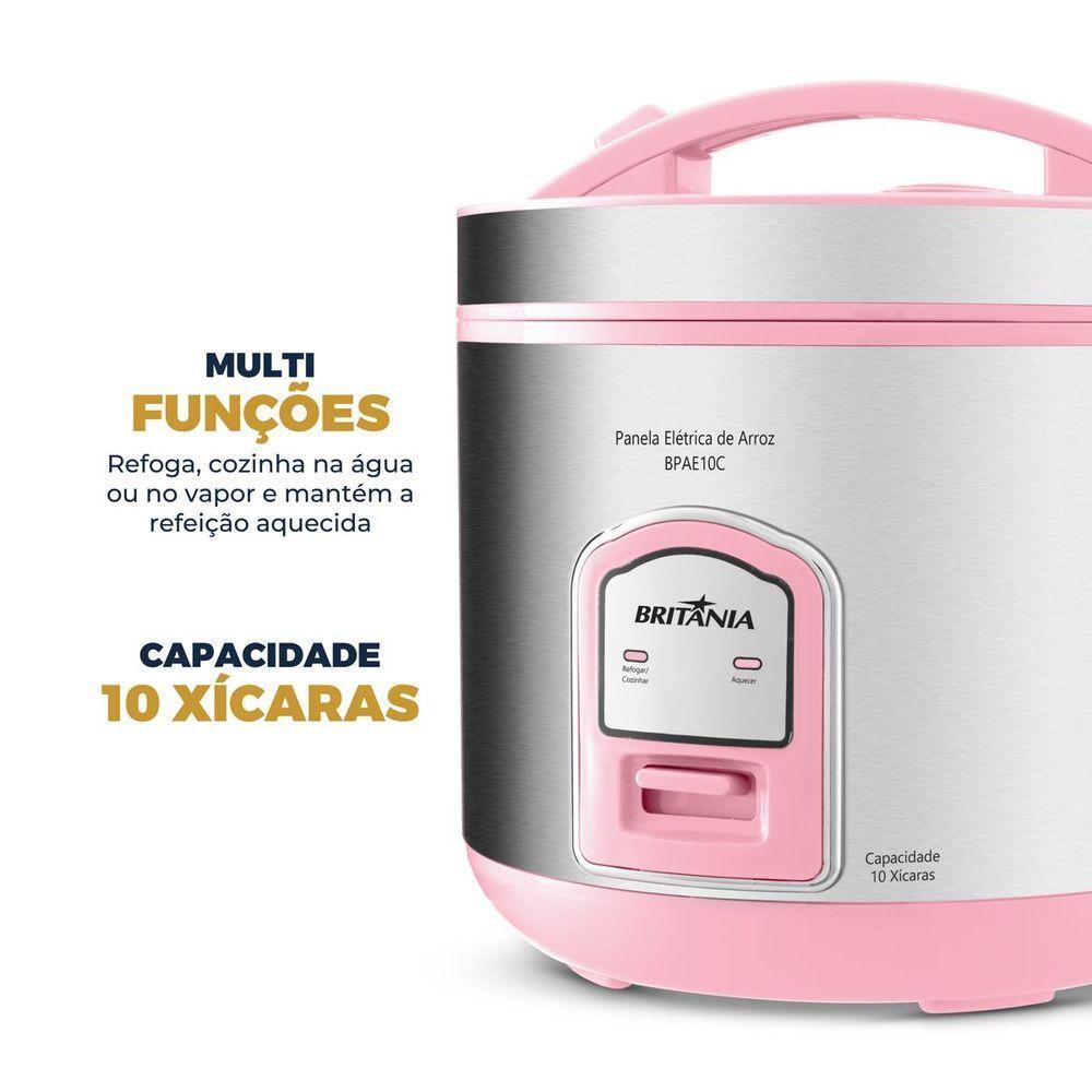Panela De Arroz Elétrica Rosa Britânia 10 Xícaras BPAE10C 220V - 3