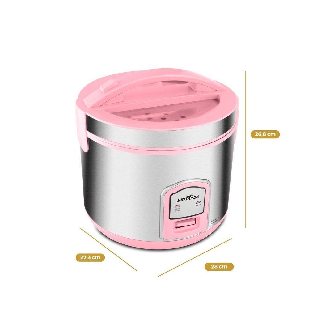 Panela De Arroz Elétrica Rosa Britânia 10 Xícaras BPAE10C 220V - 7