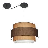 Lustre Sala De Jantar Com Desvio Vivare Md-4401 Cúpula Em Tecido 60cm Palha-café-palha 127/220v - 1