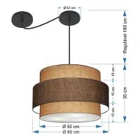 Lustre Sala De Jantar Com Desvio Vivare Md-4401 Cúpula Em Tecido 60cm Palha-café-palha 127/220v - 6