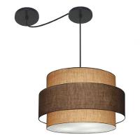 Lustre Sala De Jantar Com Desvio Vivare Md-4401 Cúpula Em Tecido 60cm Palha-café-palha 127/220v - 8