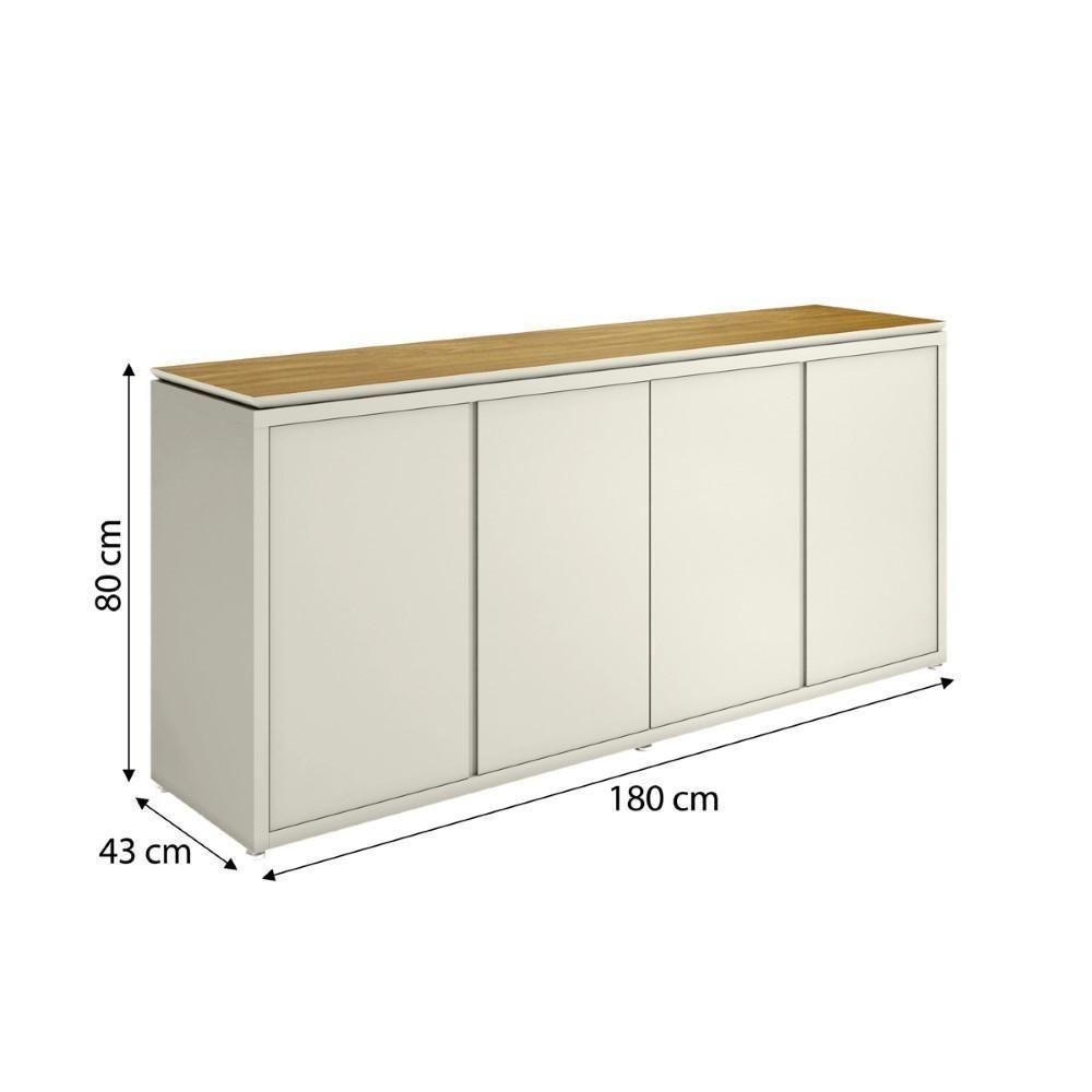 Buffet Aparador Com 4 Portas E Tampo Duplo 180cm Tundra - Fendi E Freijó - 2