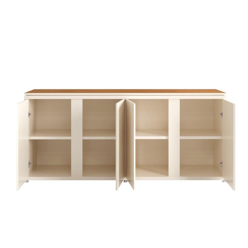 Buffet Aparador Com 4 Portas E Tampo Duplo 180cm Tundra - Off White E Freijó - 9