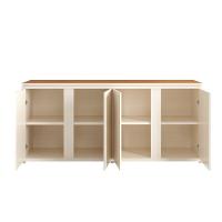 Buffet Aparador Com 4 Portas E Tampo Duplo 180cm Tundra - Off White E Freijó - 9
