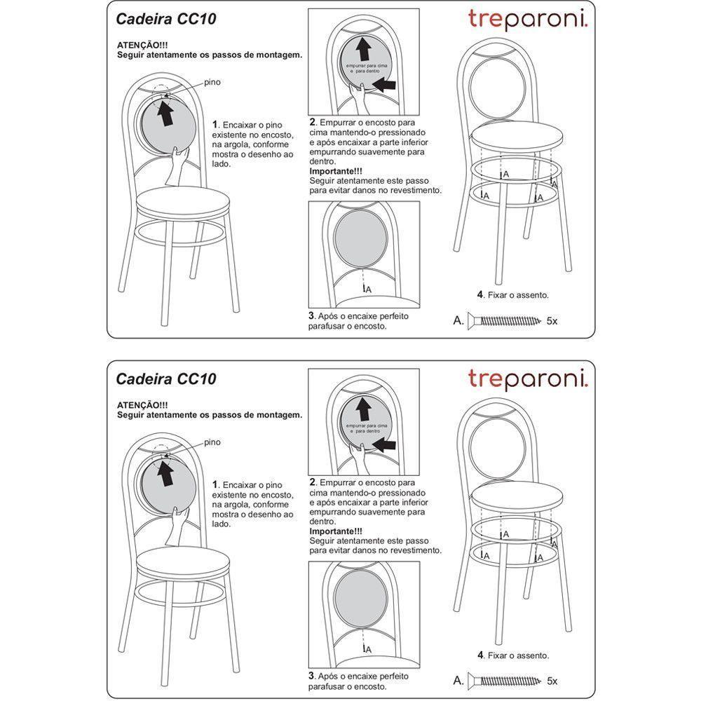Kit 4 Cadeiras Cc10 Cromadas Debrum Treparoni Branco - 4