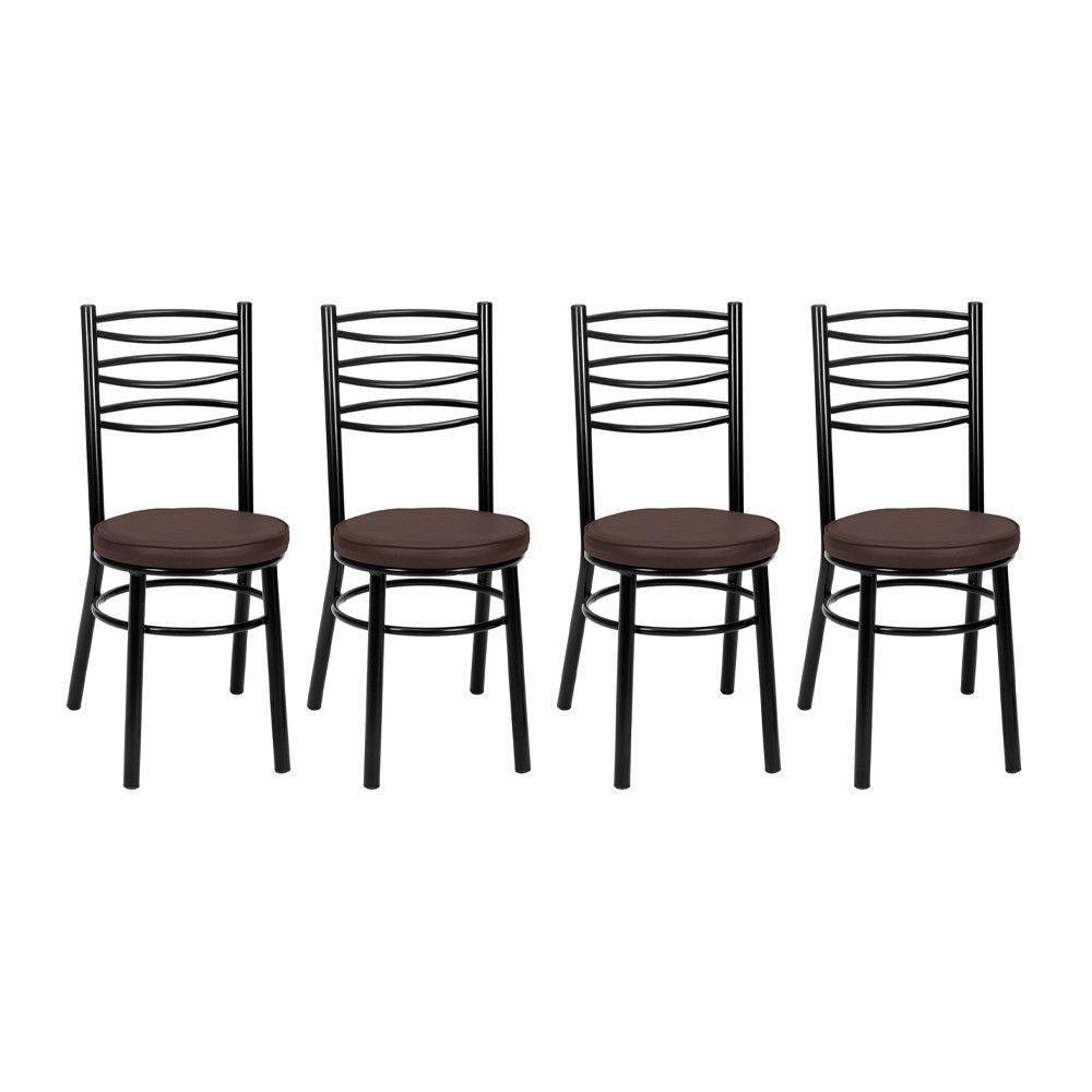 Kit 4 Cadeiras Cp34 Pintadas Pretas Debrum Treparoni Preto Com Marrom - 1