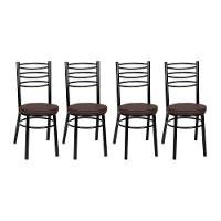 Kit 4 Cadeiras Cp34 Pintadas Pretas Debrum Treparoni Preto Com Marrom - 1