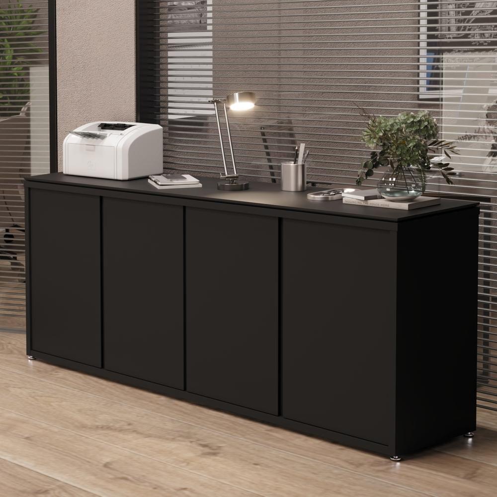 Buffet Aparador Com 4 Portas E Tampo Duplo 180cm Tundra - Preto - 8