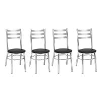 Kit 4 Cadeiras Cc81 Cromadas Treparoni Preto - 1