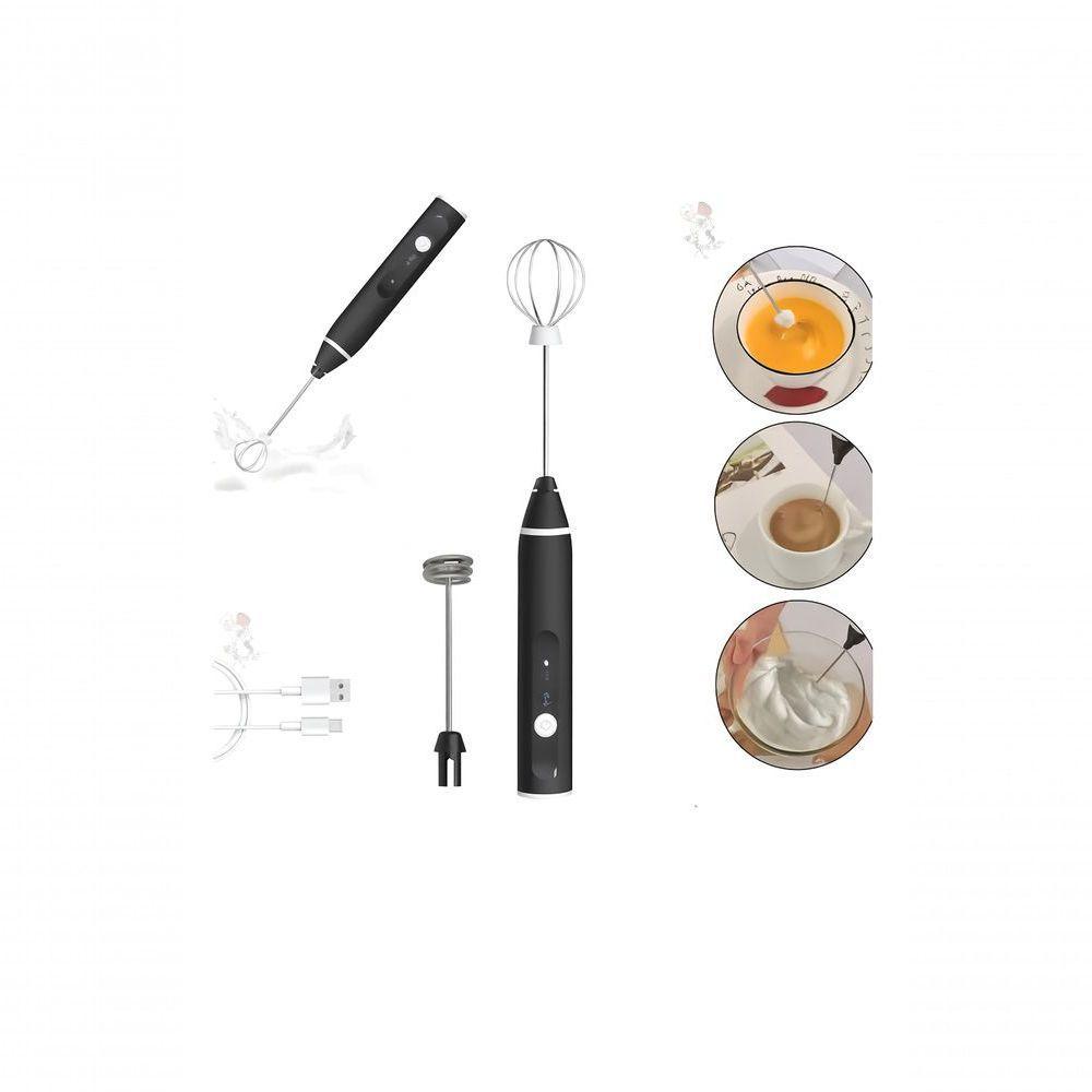 Mini Mixer Portátil Usb Com 3 Velocidades – Espumador De Leite, Batedor De Ovos, Whey E Shakes Cremosos Preto - 5