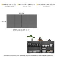 Aparador Buffet 4 Portas Com Pés Grafite Branco - 6