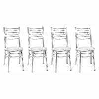 Kit 4 Cadeiras Cc34 Cromadas Debrum Treparoni Branco - 1