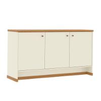 Buffet Aparador 3 Portas 136cm Com Tampo 25mm Verbena - Off White E Naturale - 6