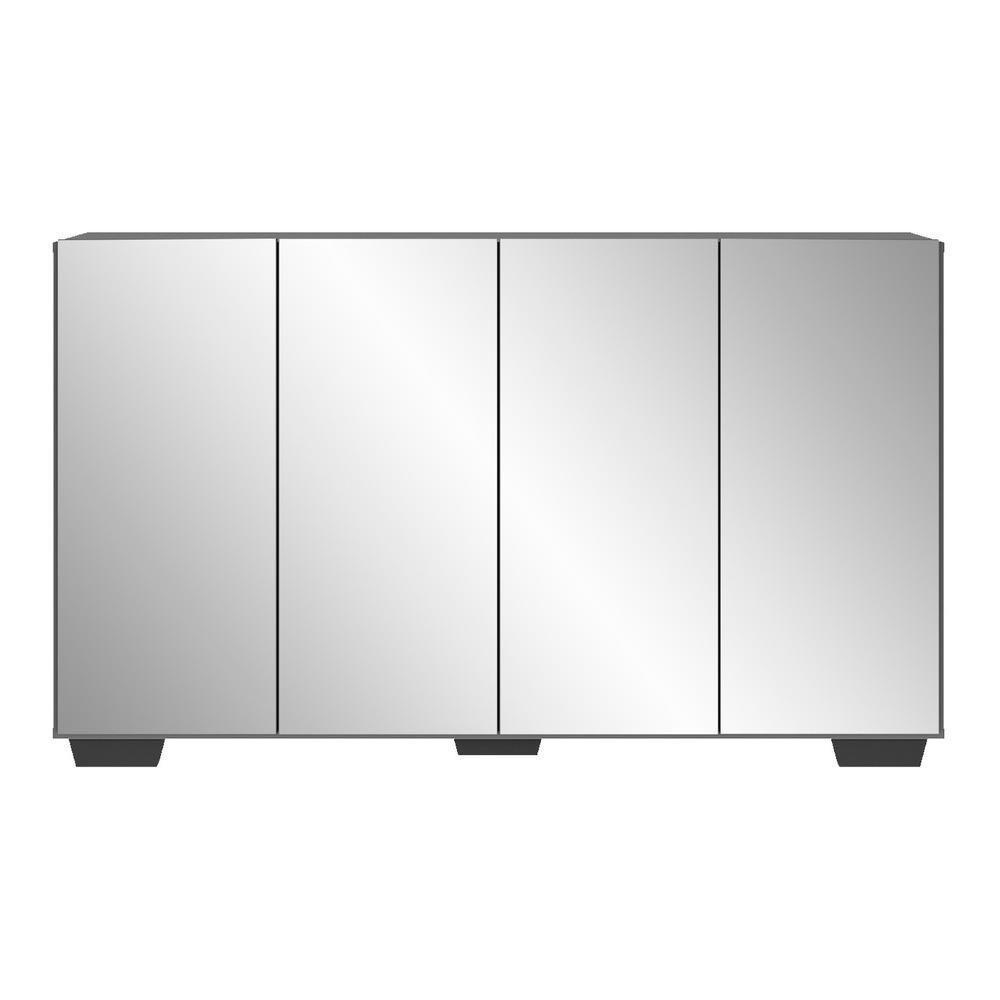 Aparador Buffet 4 Portas Com Espelho e Pés Vegas Preto - 2