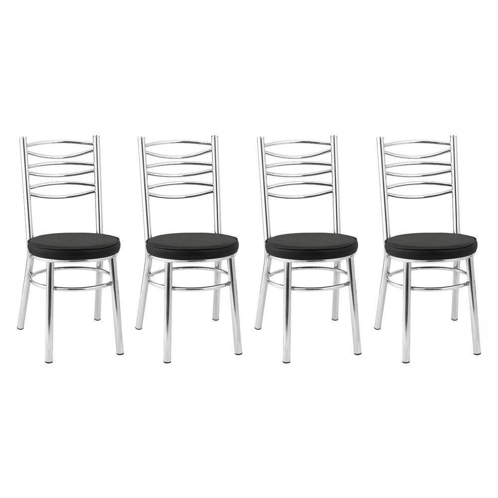 Kit 4 Cadeiras Cc34 Cromadas Debrum Treparoni Preto - 1
