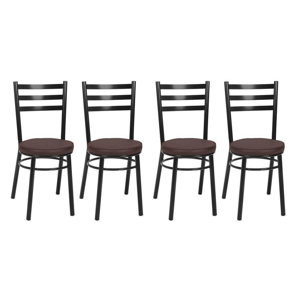 Kit 4 Cadeiras Pintadas Pretas Cp80 Debrum Treparoni Preto Com Marrom - 1