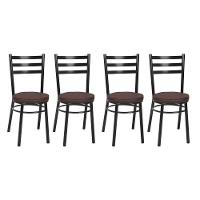 Kit 4 Cadeiras Pintadas Pretas Cp80 Debrum Treparoni Preto Com Marrom - 1
