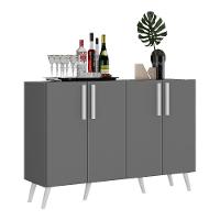 Aparador Buffet 4 Portas Com Pés Grafite Branco - 7