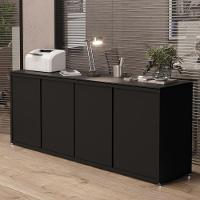 Buffet Aparador Com 4 Portas Para Escritório 180cm Tundra - Preto - 1