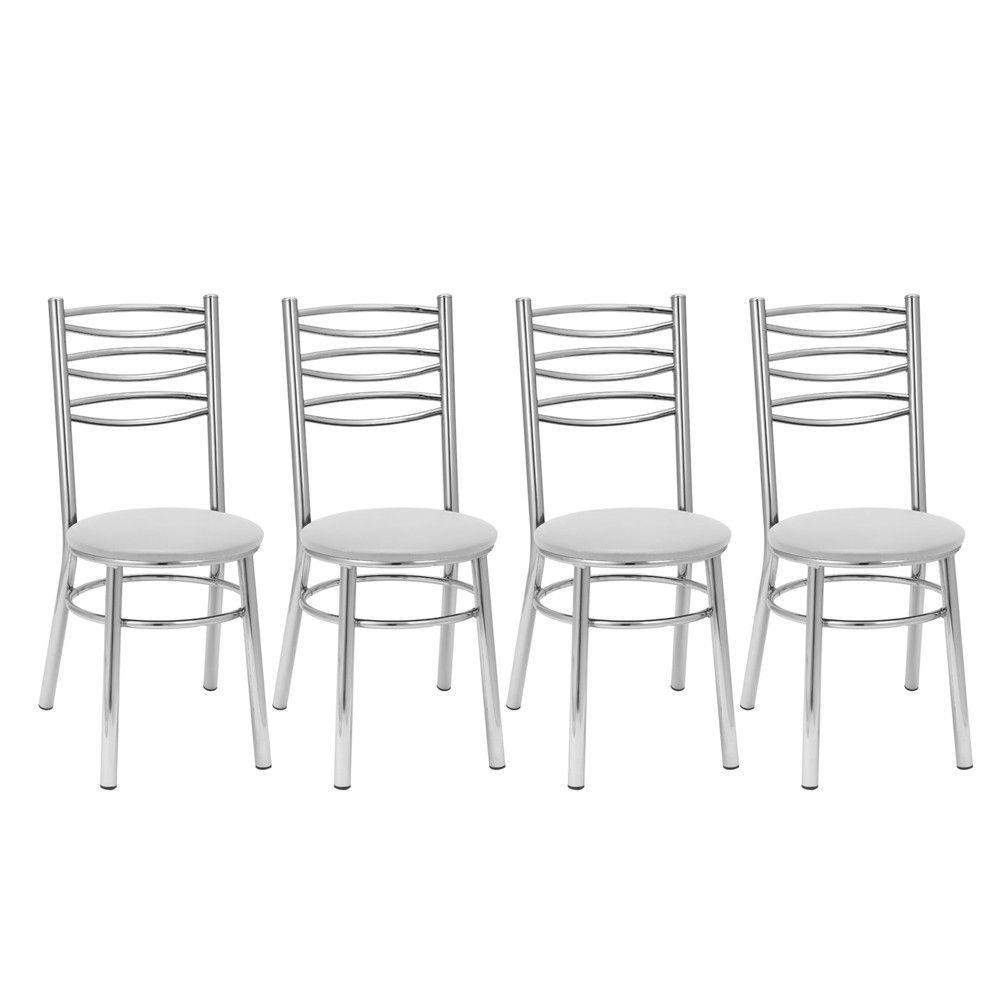 Kit 4 Cadeiras Cc33 Cromadas Treparoni Branco - 1