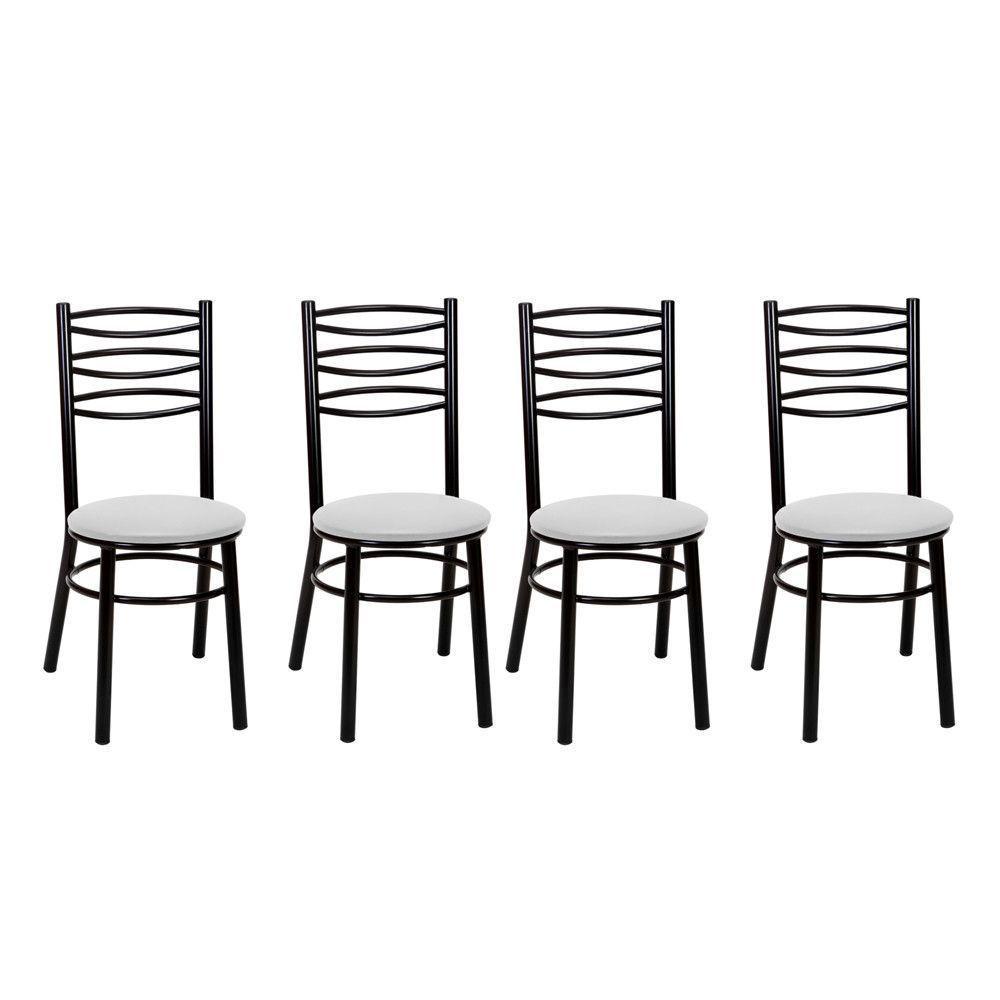 Kit 4 Cadeiras Cp33 Pintadas Pretas Treparoni Preto Com Branco - 1