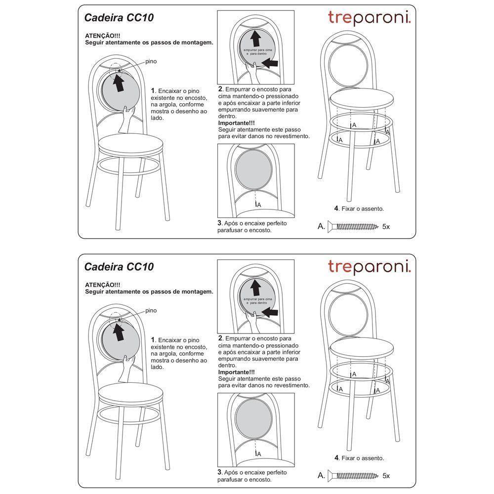 Kit 4 Cadeiras Cc10 Cromadas Debrum Treparoni Preto - 4