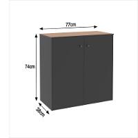 Buffet Aparador Compacto Com 2 Portas 77cm Escritório Tech - Preto E Cedro - 2