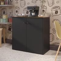 Buffet Aparador Compacto Com 2 Portas 77cm Escritório Tech - Preto E Cedro - 8