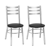 Kit 2 Cadeiras Cc81 Cromadas Treparoni Preto - 1