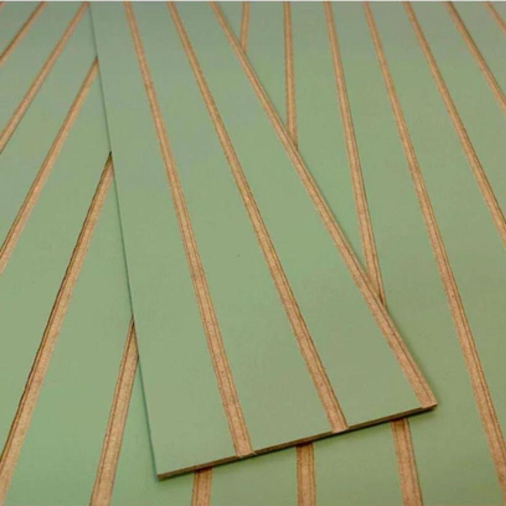 Kit Revestimento Ripado 100 Placas Adesiva 45 X 11 Cm Em Mdf Verde - 3
