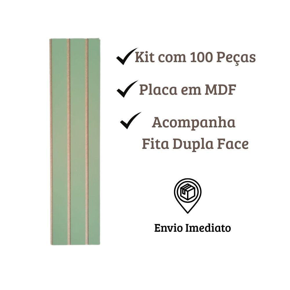 Kit Revestimento Ripado 100 Placas Adesiva 45 X 11 Cm Em Mdf Verde - 5