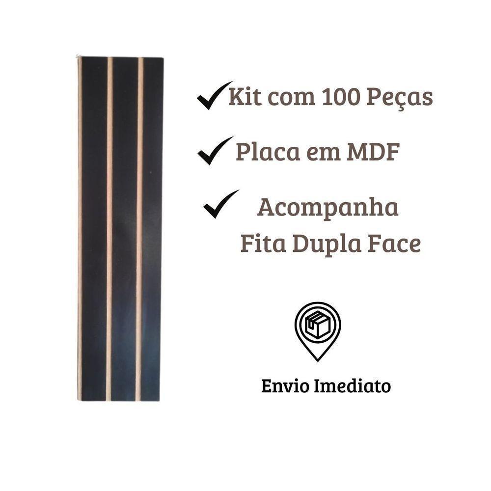Kit Revestimento Ripado 100 Placas Adesiva 45 X 11 Cm Em Mdf Preto - 5