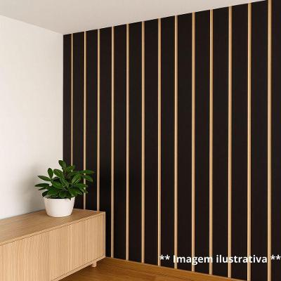 Kit Revestimento Ripado 100 Placas Adesiva 45 X 11 Cm Em Mdf Preto