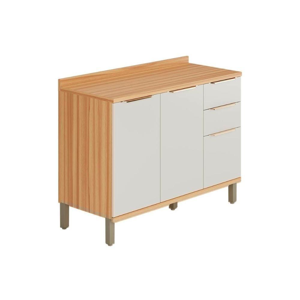 Balcão De Cozinha Modulado Sauvignon 2 Portas E 3 Gavetas P/ Pia C/ Tampo 120cm Amendoa/off White - Ronipa - 1