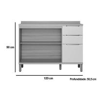 Balcão De Cozinha Modulado Sauvignon 2 Portas E 3 Gavetas P/ Pia C/ Tampo 120cm Amendoa/off White - Ronipa - 4