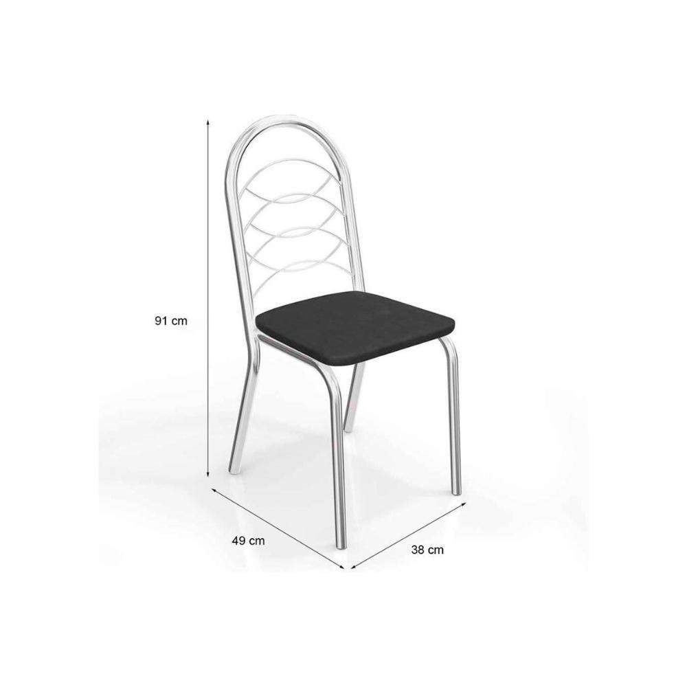 Sala De Jantar Completa Volga C/ Tampo De Vidro 95cm E 4 Cadeiras Holanda Cromada - Courano Marrom - Kappesberg - 4