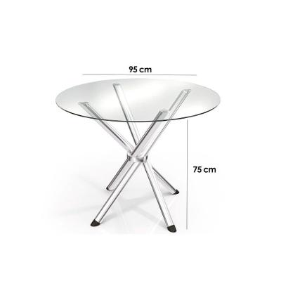 Sala De Jantar Completa Volga C/ Tampo De Vidro 95cm E 4 Cadeiras Holanda Cromada - Courano Marrom - Kappesberg