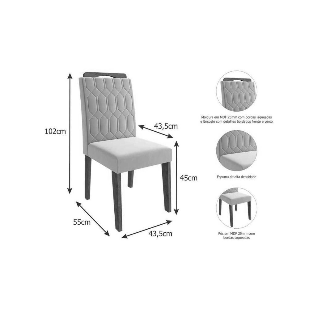 Cadeira Sala De Jantar Paola Wood Kit 6 Un Carvalho/suede Nude Bege - Cimol - 2